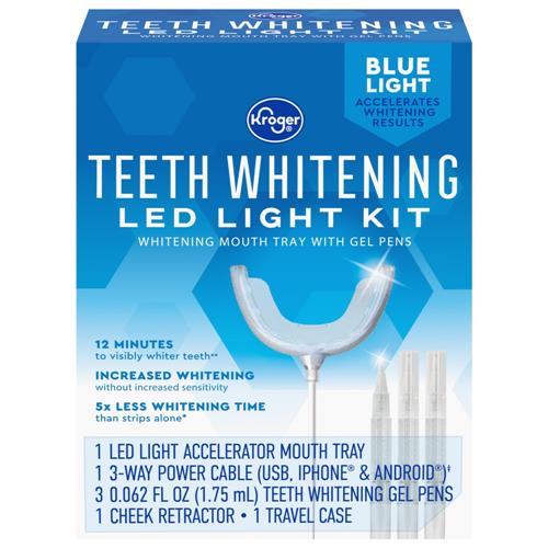 Kroger Teeth Whitening Kit with LED Light & 3 Whitening Gel Pens 1 pk