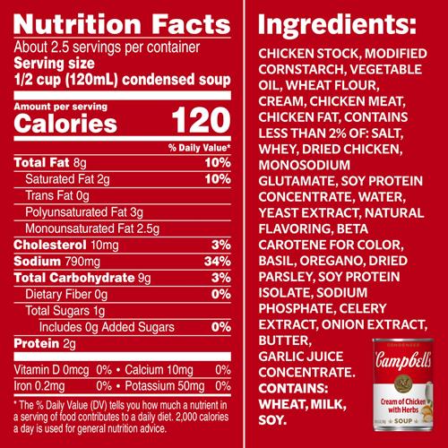 Campbells Condensed Cream Of Chicken Soup With Herbs, 10.5 Oz Can