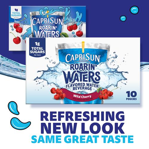 Capri Sun Roarin Waters Wild Cherry Flavored With Other Natural Flavor Water Beverage, 10 Ct Box, 6 Fl Oz Drink Pouches