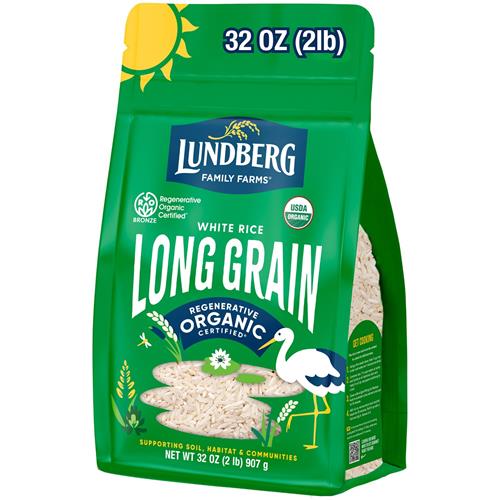 Lundberg White Rice, Regenerative Organic Certified – Non-Sticky, Aromatic Long Grain Rice, Responsibly Grown In California, 32 Oz