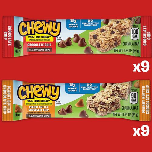 Quaker Chewy Granola Bar Variety Pack, 0.84 Oz, 18 Ct