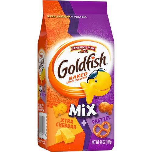 Goldfish Crackers Mix With Xtra Cheddar And Pretzel, Snack Crackers, 6.6 Oz Bag