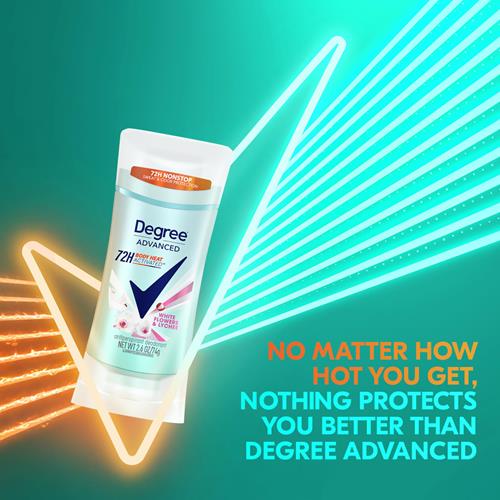 Degree Advanced Protection Antiperspirant Deodorant White Flowers & Lychee For 72-Hour Sweat & Odor Control For Women, With Body Heat Activated Technology, 2.6 Oz