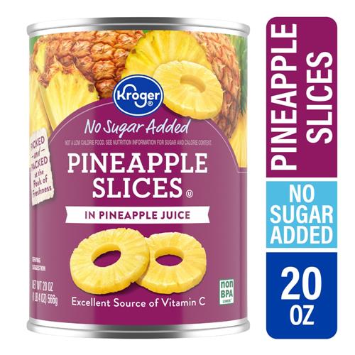 Kroger Canned Pineapple Slices No Sugar Added in Pineapple Juice 20 oz