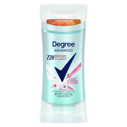 Degree Advanced Protection Antiperspirant Deodorant White Flowers & Lychee For 72-Hour Sweat & Odor Control For Women, With Body Heat Activated Technology, 2.6 Oz