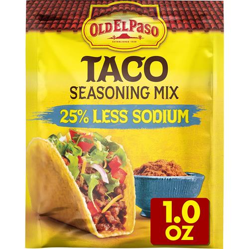 Old El Paso Taco Seasoning, 25% Less Sodium, 1 Oz.