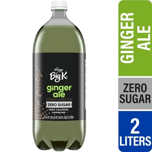Big K Ginger Ale Zero Sugar Caffeine Free Soda Bottle 2 liter