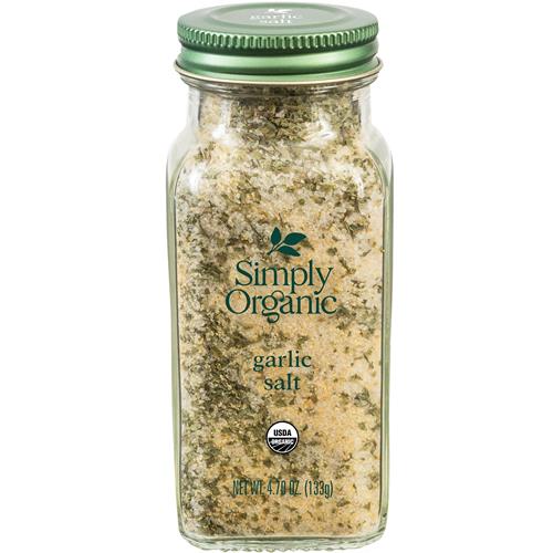 Simply Organic Garlic Salt, 4.7 Ounce Bottle, Perfect Blend Of Salt, Garlic And Parsley For Any Savory Dish