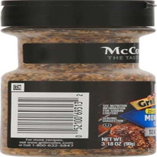 Mccormick Grill Mates 25% Less Sodium Montreal Steak Seasoning, 3.18 Oz
