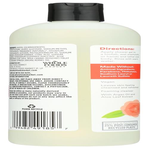 Whole Foods Market, Foaming Shower Gel, Rose Petal, 16 Fl Oz