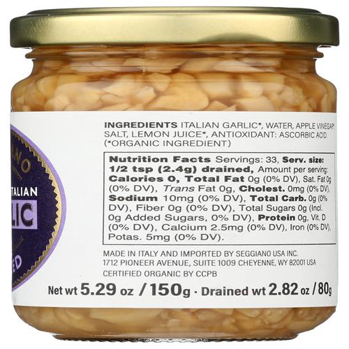 Seggiano Organic Minced Italian Garlic, 5.29 Oz