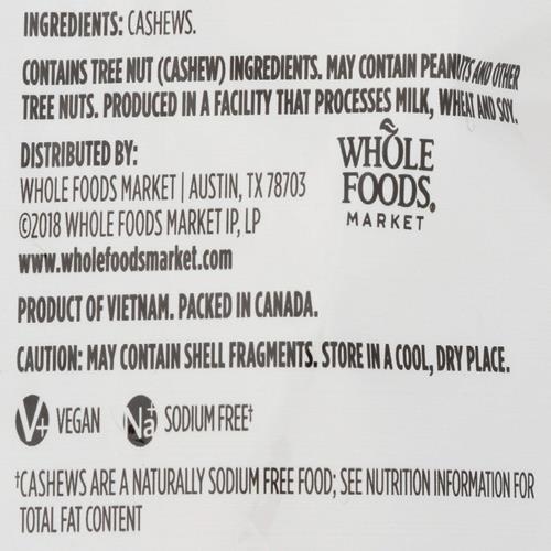 Whole Foods Market Cashews Unsalted & Unroasted, 24 Ounce