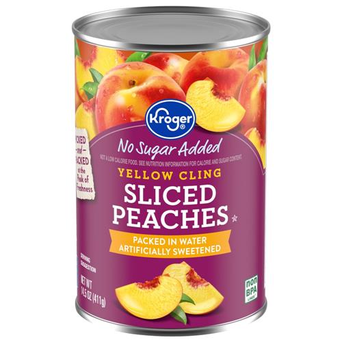 Kroger Canned Yellow Cling Sliced Peaches No Sugar Added 14.5 oz