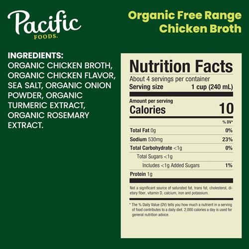 Pacific Foods Organic Chicken Broth 32 Oz Carton