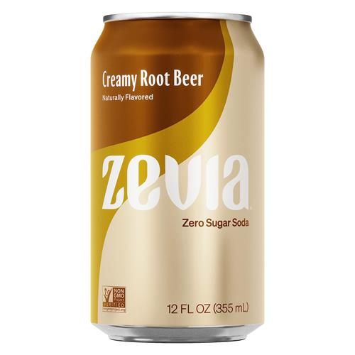 Zevia Zero Calorie Soda, Creamy Root Beer, 12 Ounce Cans (Pack Of 6)