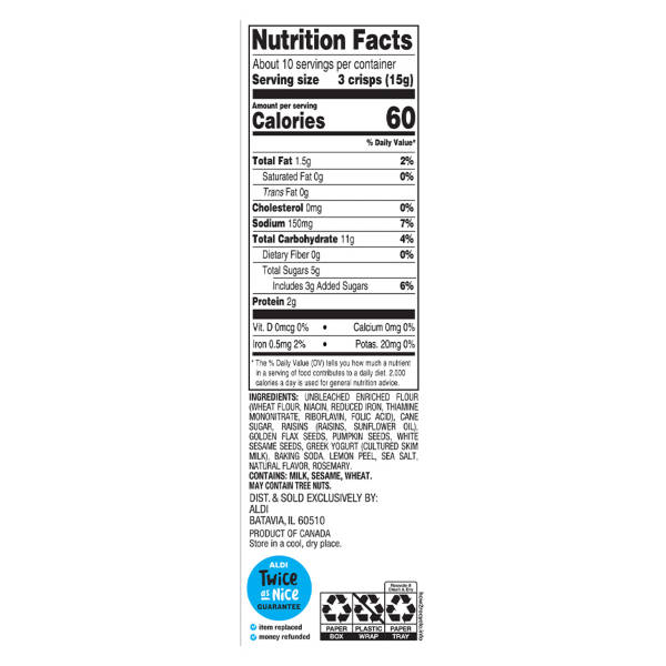 Savoritz Raisin & Rosemary Artisan Crisp, 5.3 oz