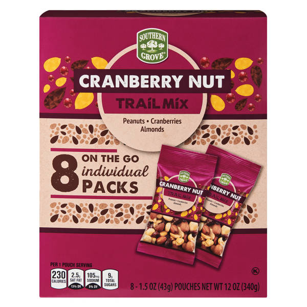 Southern Grove Peanut Cranberry  Almond Trail Mix, 8 count
