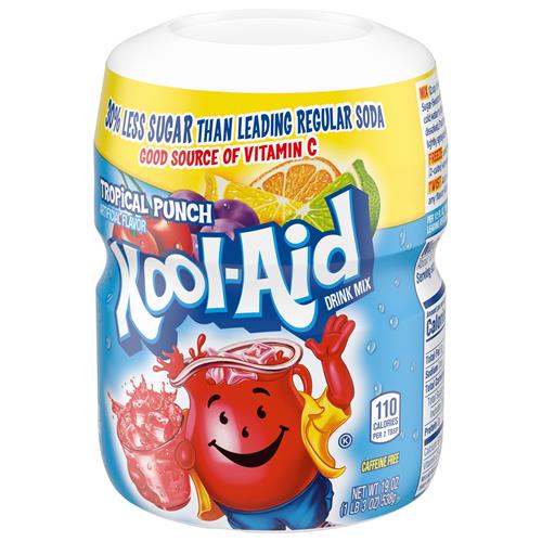 Kool-Aid Sugar Sweetened Tropical Punch Powdered Drink Mix, 19 Oz. Canister