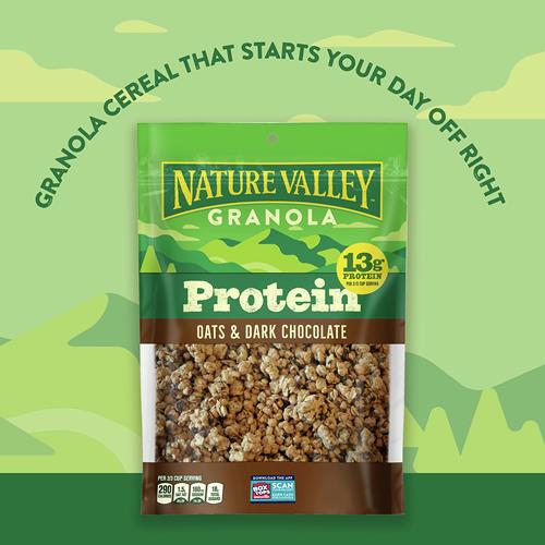 Nature Valley Protein Granola, Oats And Dark Chocolate Granola, Resealable Snack Pouch, 11 Oz