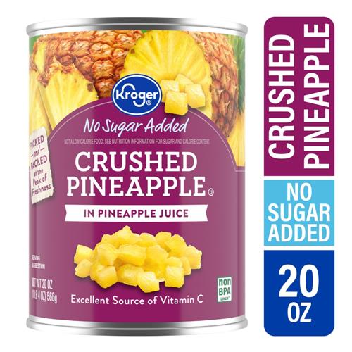 Kroger Canned Crushed Pineapple No Sugar Added in Pineapple Juice 20 oz