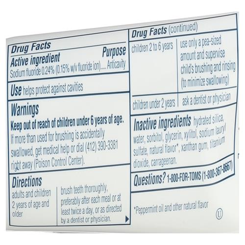 Toms Of Maine, Travel Size Anticavity Toothpaste - Fresh Mint, 3 Ounce