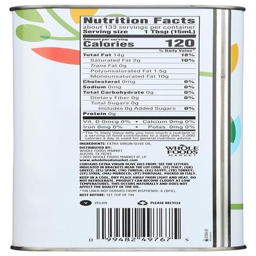 Whole Foods Market, Mediterranean Blend Extra Virgin Olive Oil, 67.6 Fz