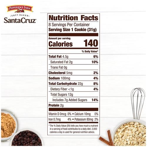 Pepperidge Farm Santa Cruz Soft Baked Oatmeal Raisin Cookies, 8.6 Oz. Bag
