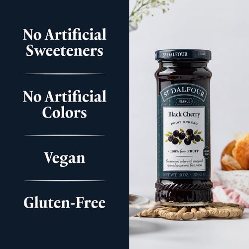 St. Dalfour Black Cherry Fruit Spread - 10Oz - 100% From Fruit, No Artificial Ingredients, Non-Gmo, No Cane Sugars, All Natural, Made In France