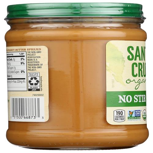 Santa Cruz Organic Organic No Stir Dark Roast Creamy Peanut Butter Spread, 16 Oz
