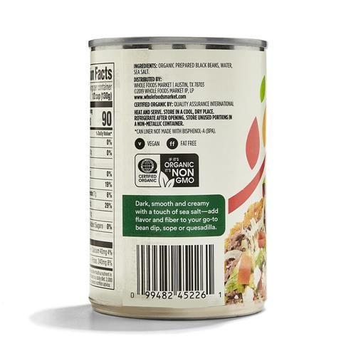 Whole Foods Market, Organic Refried Black Beans, 16 Oz
