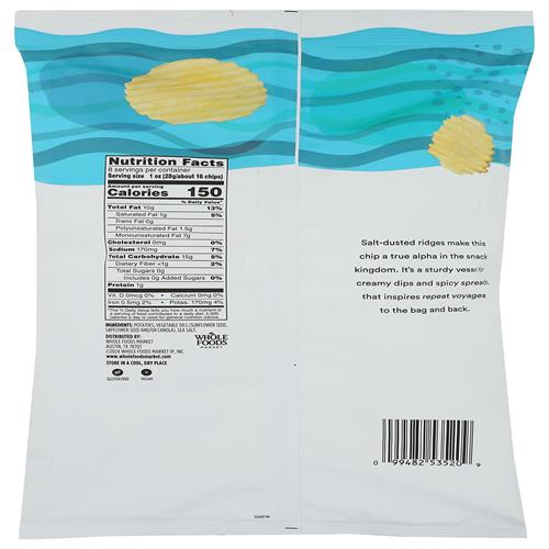 Whole Foods Market, Potato Chips Rippled Sea Salt, 8 Ounce