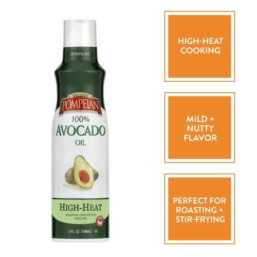 Pompeian 100% Avocado Oil Cooking Spray, Mildly Nutty Flavor, Perfect For High-Heat Cooking, Roasting And Stir-Frying, Naturally Gluten Free, Non-Allergenic, Non-Gmo, No Propellant, 5 Fl. Oz. - P