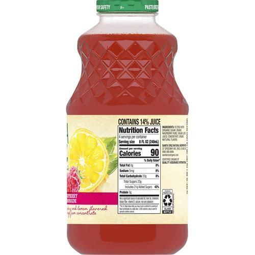 Santa Cruz Organic Raspberry Lemonade, 32 Ounces