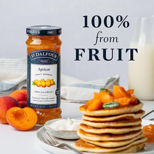St. Dalfour Apricot Fruit Spread - 10Oz - 100% From Fruit, No Artificial Ingredients, Non Gmo, No Cane Sugars, All Natural, Made In France