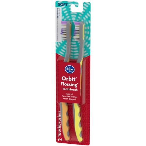 Kroger Orbit Flossing Toothbrush with Soft Bristels 2 count