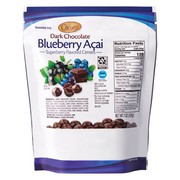 Choceur Superberry Blueberry Acai Dark Chocolate, 7 oz