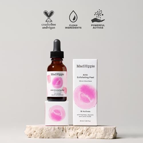 Mad Hippie Aha Exfoliating Peel – Lactic & Glycolic Acid Peel, Goji Berry, Peptides, Hyaluronic Acid & Niacinamide, Discoloration Correcting Serum, Anti-Aging (2 Piece Set)