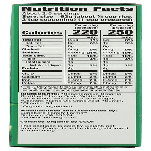 Lundberg Family Farms, Rice Pilaf White Cilantro Lime Organic, 5.5 Ounce