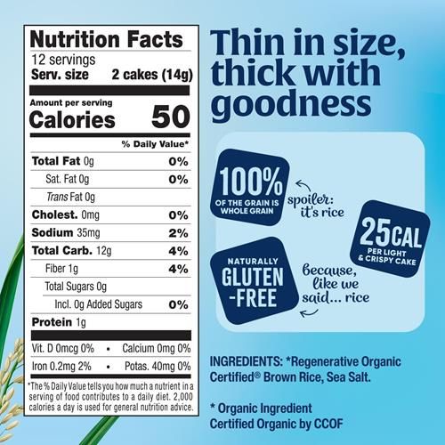 Lundberg Organic Thin Stackers, Brown Rice, Lightly Salted, Thin Rice Cakes, Gluten-Free, Vegan, Healthy Snacks, 6 Oz