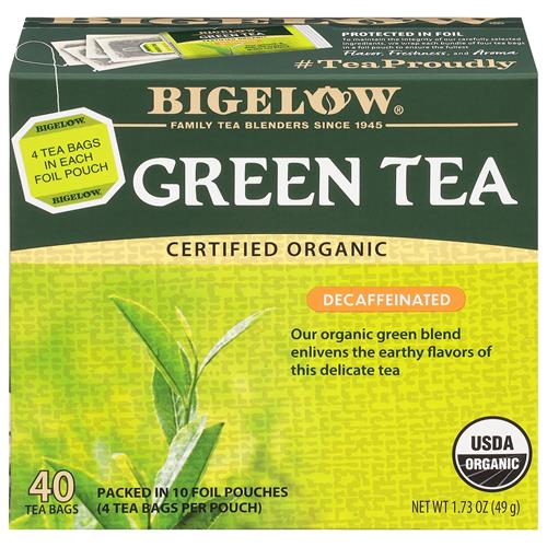 Bigelow Tea Decaffeinated Organic Green Tea Bags, 40 Ct