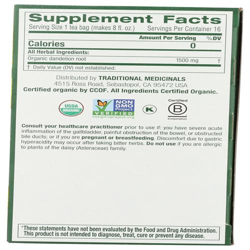 Traditional Medicinals, Tea Roasted Dandelion Root Organic, 16 Count