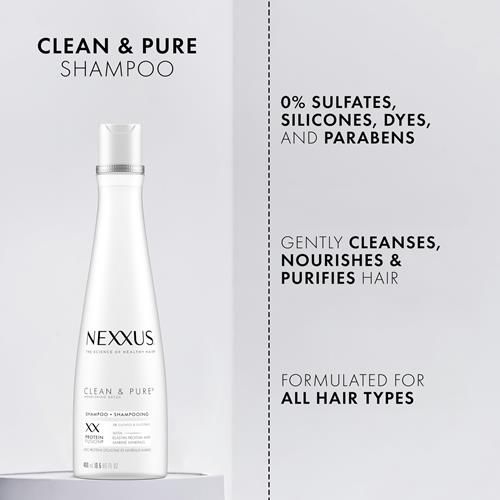 Nexxus Clean And Pure Clarifying Shampoo With Proteinfusion, For Nourished Hair Paraben-Free 13.5 Oz