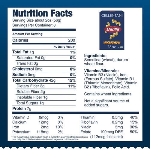 Barilla Cellentani Pasta, 16 Oz. Box - Non-Gmo Pasta Made With Durum Wheat Semolina - Kosher Certified Pasta