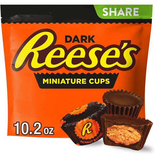 Reeses Miniatures Dark Chocolate Peanut Butter Cups, Candy Share Pack, 10.2 Oz