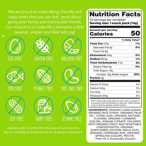 Yumearth Organic Sour Giggles Chewy Candy - Allergy Friendly (Top 9 Free), No Artificial Dyes Or Flavors, Non Gmo, Gluten Free, Vegan - Individually Wrapped Sour Snack Packs - 0.5 Ounce (Pack Of