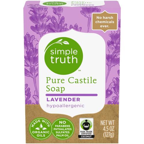 Simple Truth Pure Castile Bar Soap Lavender Scent with Hypoallergenic Formula 4.5 oz