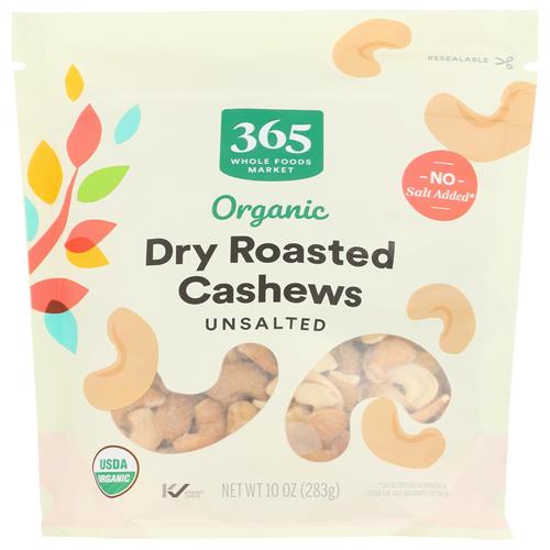 Whole Foods Market Organic Dry Roasted & Unsalted Cashews, 10 Oz