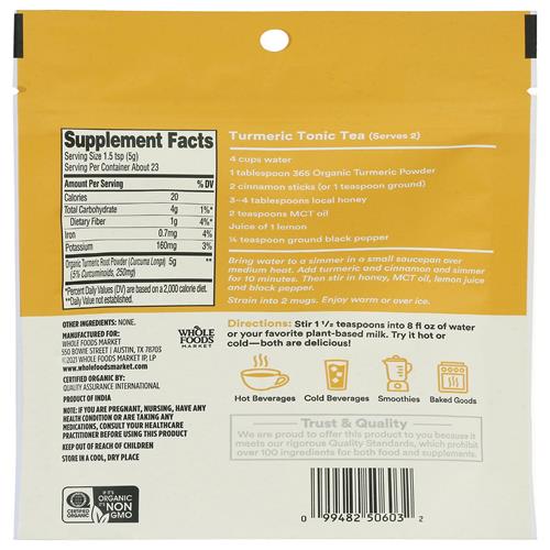 Whole Foods Market Organic Turmeric Superfood Powder, 4 Ounce