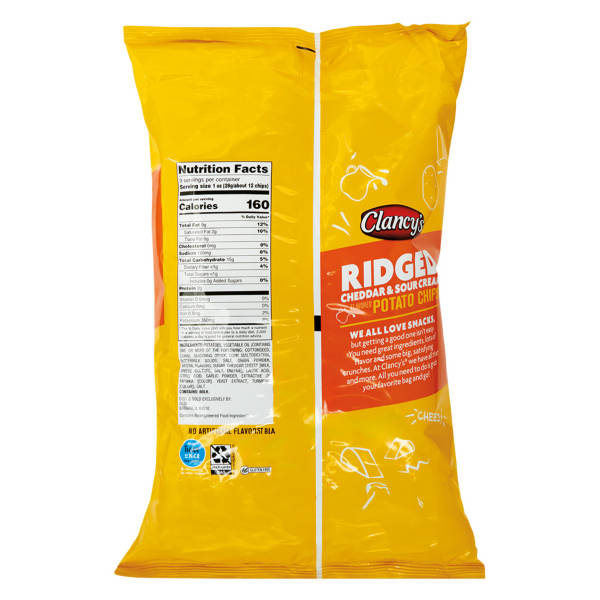 Clancy's Ridged Cheddar & Sour Cream Flavored Potato Chips, 9 oz
