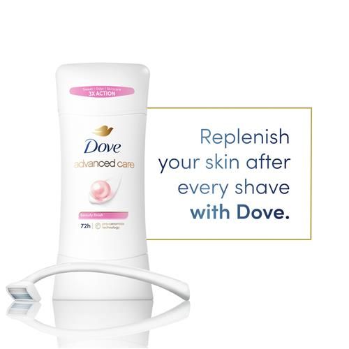 Dove Advanced Care Antiperspirant Deodorant Stick Beauty Finish For Helping Repair Skin Barrier After Shaving, With 72-Hour Sweat & Odor Protection, 2.6 Oz